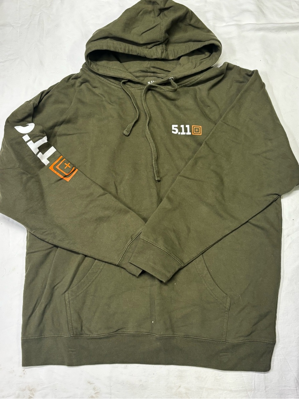 5.11 Tactical Olive Green Hooded Sweatshirt with Orange Logo